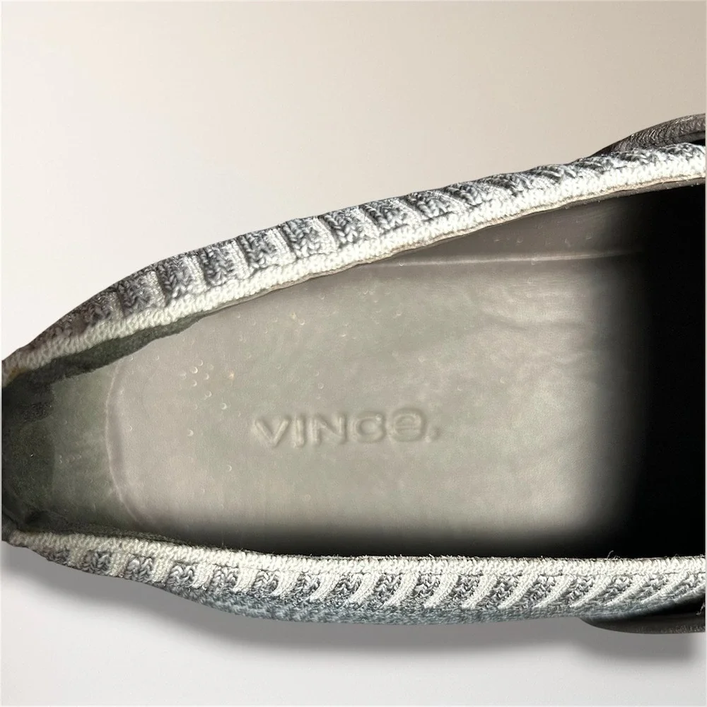 Vince Womens 9‎ Gray Knit Platform Slip On Sneakers Leather Comfort